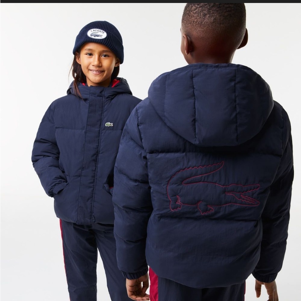 Lacoste crocodile embroidery hooded taffeta jacket 4t